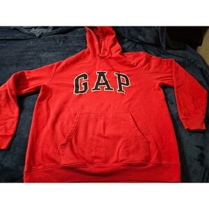 Gap Factory Men's Fleece Arch Logo Pullover Hoodie in red sz XL